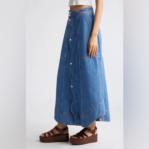 NWT - FARM Rio Blue Denim Skirt - Picture 6 of 11